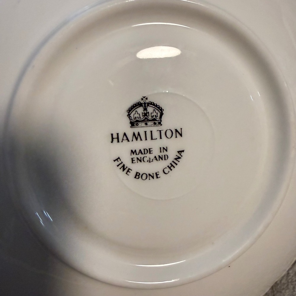 Hamilton England Fine Bone China Saucer Mint Green Rose Gold Trim - Picture 2 of 4